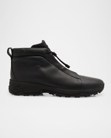 ZEGNA Men's Triple Stitch Leather High-Top Sneakers