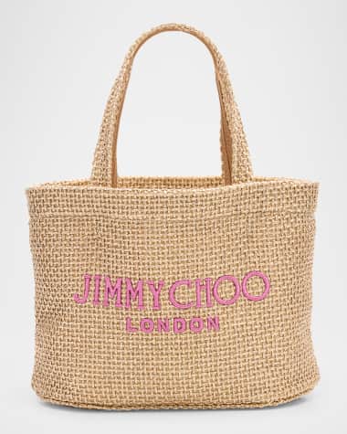 Jimmy Choo Mini Metallic Raffia Beach Tote Bag