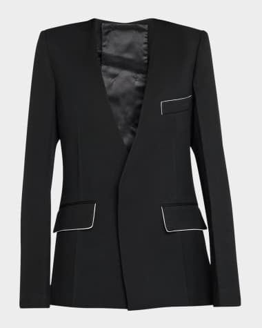Victoria Beckham Backless Single-Breasted Shrunken Collarless Jacket
