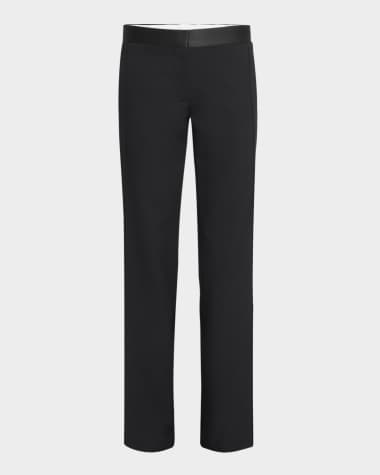 Victoria Beckham Mid-Rise Side Panel Straight-Leg Trousers