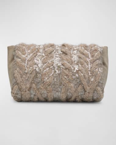 Brunello Cucinelli Sequined Opera Knit Clutch Bag