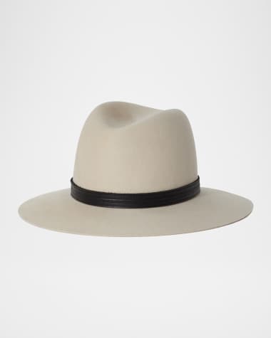 Janessa Leone Corinne Belted Wool Fedora Hat