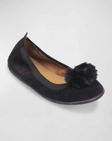 Elephantito Girl's PomPom Ballerina Flats, Toddlers/Kids