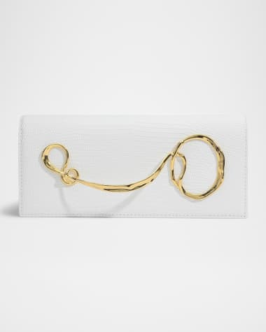 Alexis Bittar Lizard-Embossed Leather Clutch Bag with Side Handle