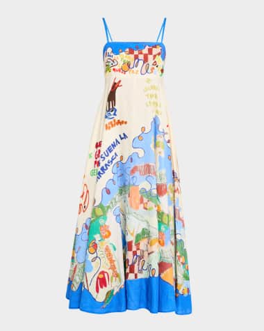 ALEMAIS Nadia Linen Maxi Dress