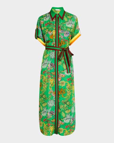 ALEMAIS Fiesta Belted Midi Shirtdress