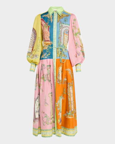 ALEMAIS Monte Belted Maxi Shirtdress