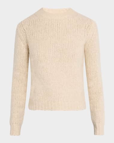 Neiman Marcus Cashmere Collection Cashmere-Silk Boucle Crop Sweater
