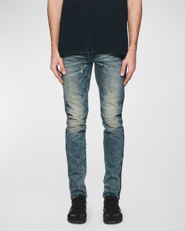 PURPLE Men's Shadow-Seam Coated Skinny Jeans