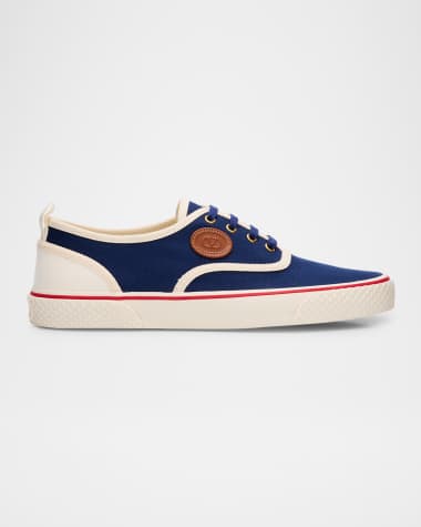 Valentino Garavani Men's Nojoke Canvas Leather VLogo Low-Top Sneakers