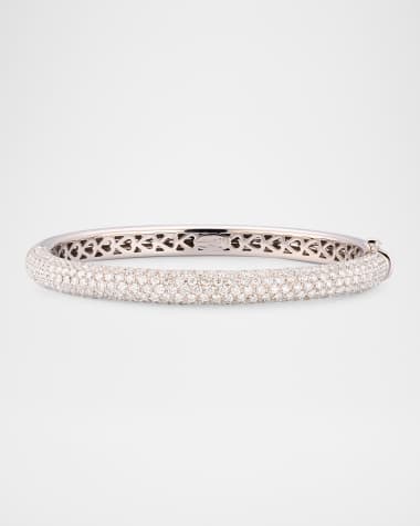 Leo Pizzo 18K White Gold Thin Pavé Diamond Bangle