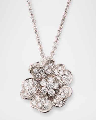 Leo Pizzo Flora 18K White Gold Diamond Pendant Necklace, 16.5"L