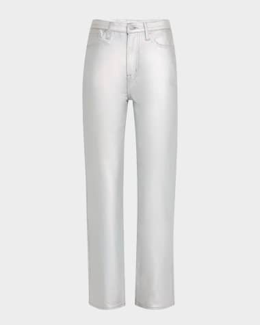 PISTOLA Cassie Super High-Rise Straight Crop Metallic Jeans