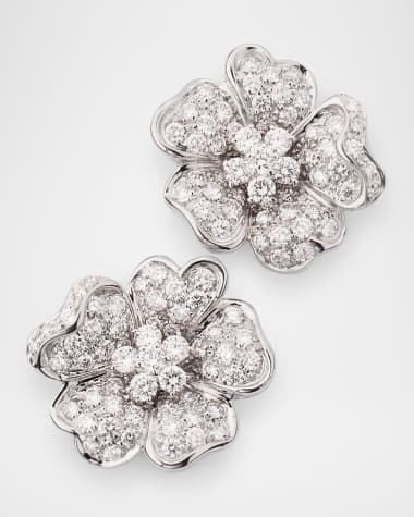 Leo Pizzo Flora 18K White Gold Diamond Earrings