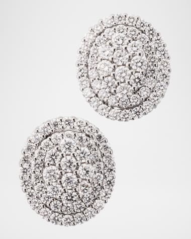 Leo Pizzo Oval Diamond Button Earrings in 18K White Gold