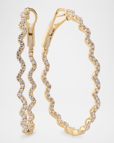 Graziela Gems 18K Yellow Gold Rio Inside-Out Diamond Hoop Earrings
