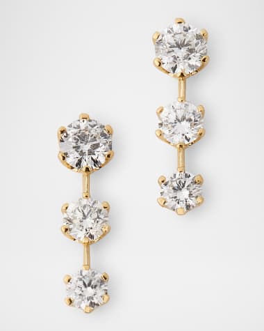Graziela Gems 18K Yellow Gold Floating Diamond Triple Drop Earrings