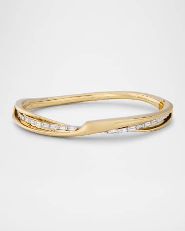 Nikos Koulis ME+N 18K Gold Baguette Diamond Bangle Bracelet