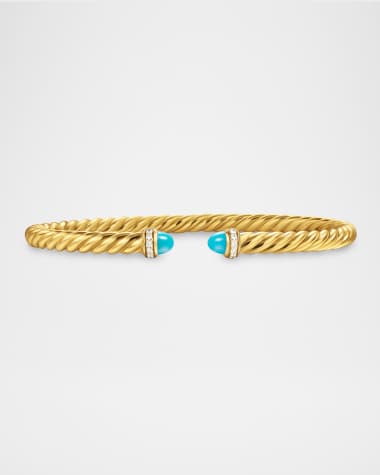 David Yurman Modern Cablespira Bracelet in 18K Gold with Gemstones and Diamonds, 4mm