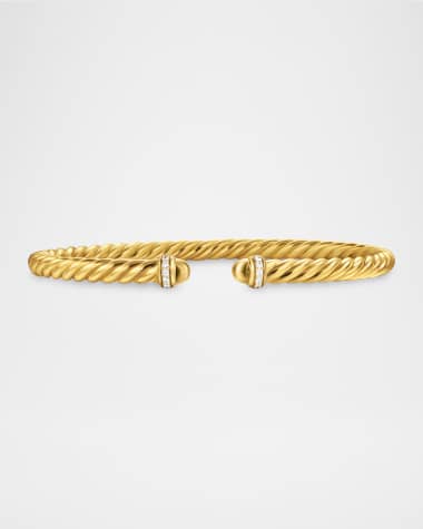 David Yurman Modern Cablespira Bracelet in 18K Gold with Gemstones and Diamonds, 4mm