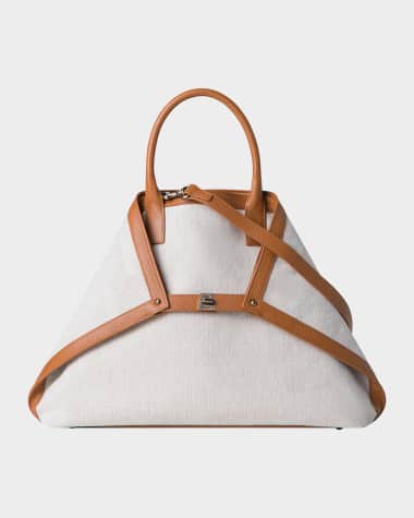 Akris Ai Canvas & Leather Tote Bag