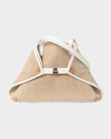 Akris Ai Raffia & Leather Tote Bag