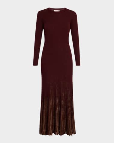 Ulla Johnson Mila Shimmer Ribbed Maxi Sweater Dress