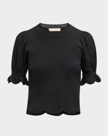 Ulla Johnson Noemi Puff-Sleeve Scalloped Top