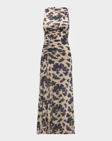 Ulla Johnson Natalia Ruched Floral-Print Maxi Dress