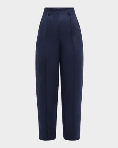 Ulla Johnson Lielle High-Rise Tapered Pintuck Pants