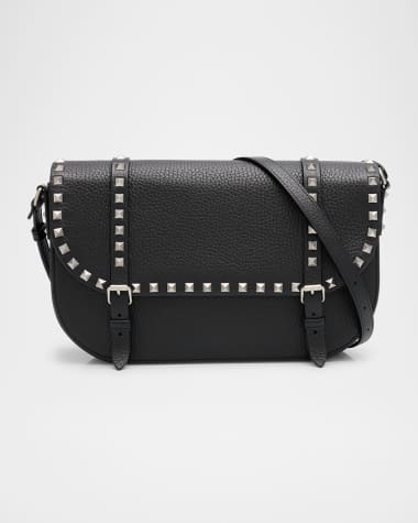 Valentino Garavani Men's Large Leather Rockstud Messenger Bag