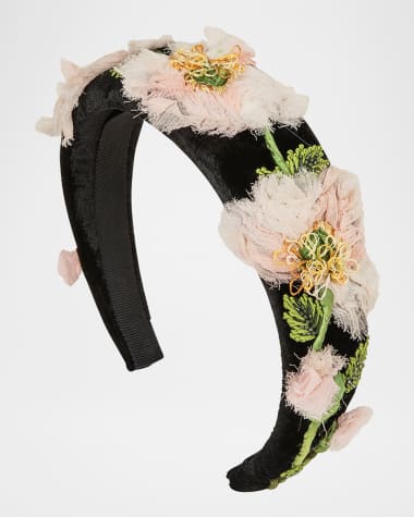 Jennifer Behr Allona Flower Velvet Headband