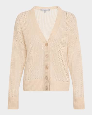 Neiman Marcus Cashmere Collection Cashmere-Silk Mesh Knit Sweater