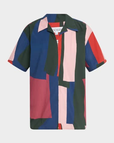 JW Anderson Men's Zip-Up Printed Sport Shirt