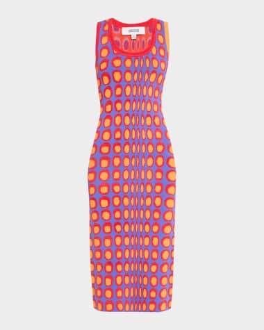 CHRISTOPHER JOHN ROGERS Wiggle Dot Jacquard Midi Tank Dress