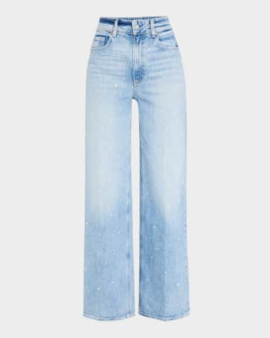 PAIGE Sasha Embellished Wide-Leg Jeans