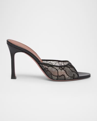 Amina Muaddi Alexa Lace Stiletto Mule Sandals