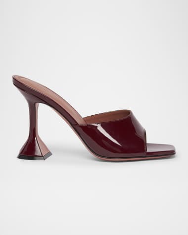 Amina Muaddi Lupita Patent Pedestal Mule Sandals