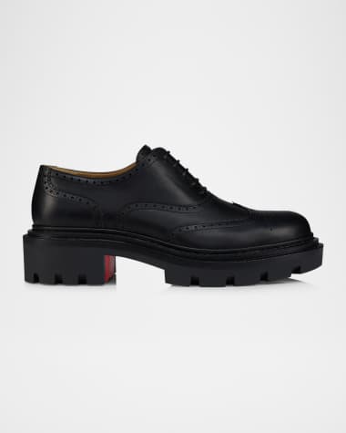 Christian Louboutin Men's College Wingtip Brogue Leather Derby Shoes