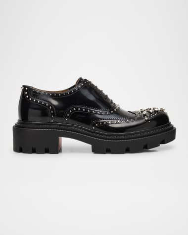 Christian Louboutin Men's College Strass Embellished Leather Oxfords