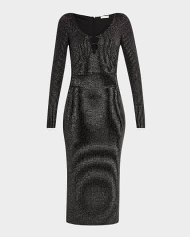 Ramy Brook Dierdre Metallic Striped Midi Dress