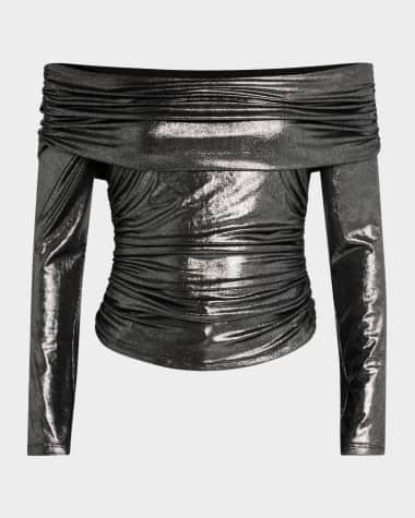 Ramy Brook Camilla Metallic Off-Shoulder Top