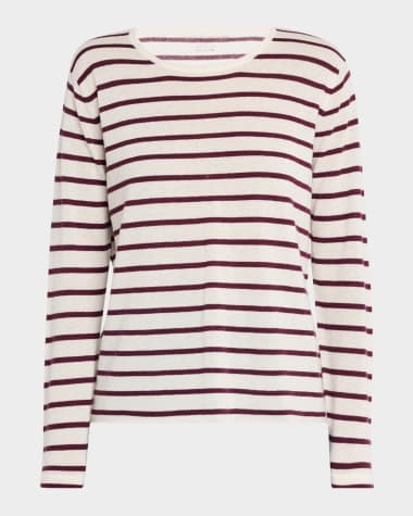 Majestic Filatures Striped Machine-Washable Cashmere Sweater