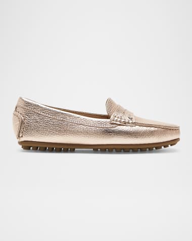 La Canadienne Pilar Metallic Penny Driver Loafers