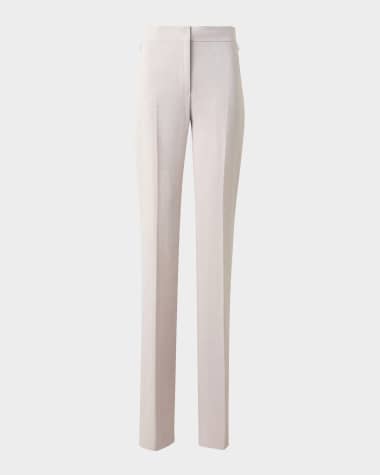 Akris Carl Twisted Linen Double-Face Straight-Leg Pants