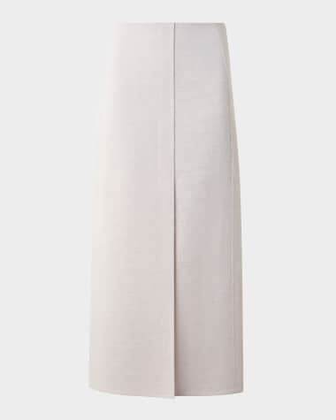 Akris Twisted Linen Double-Face Midi Pencil Skirt