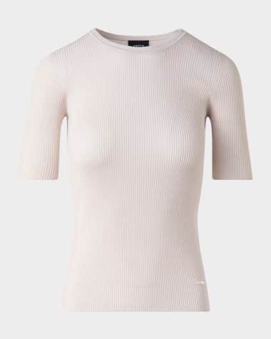 Akris Seamless Rib Short-Sleeve Sweater