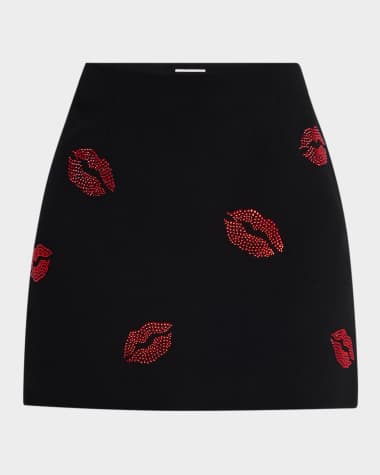 Cinq a Sept Doris Kissing Booth Embroidered Mini Skirt