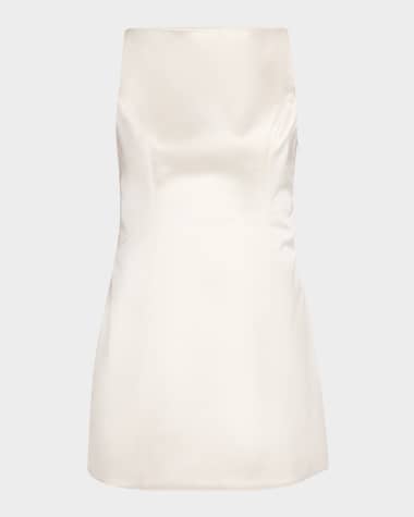 Retrofete Livie High-Neck Satin Mini Dress
