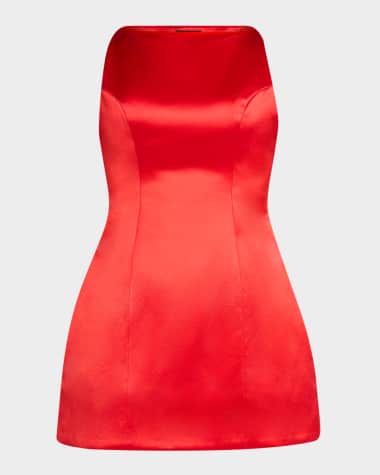 Retrofete Livie High-Neck Satin Mini Dress